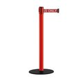 Montour Line Retractable Belt Stanchion, Low Base, 2.5" Red Post  7.5'R.Auth.Belt MSX630-RD-AUTHRW-75